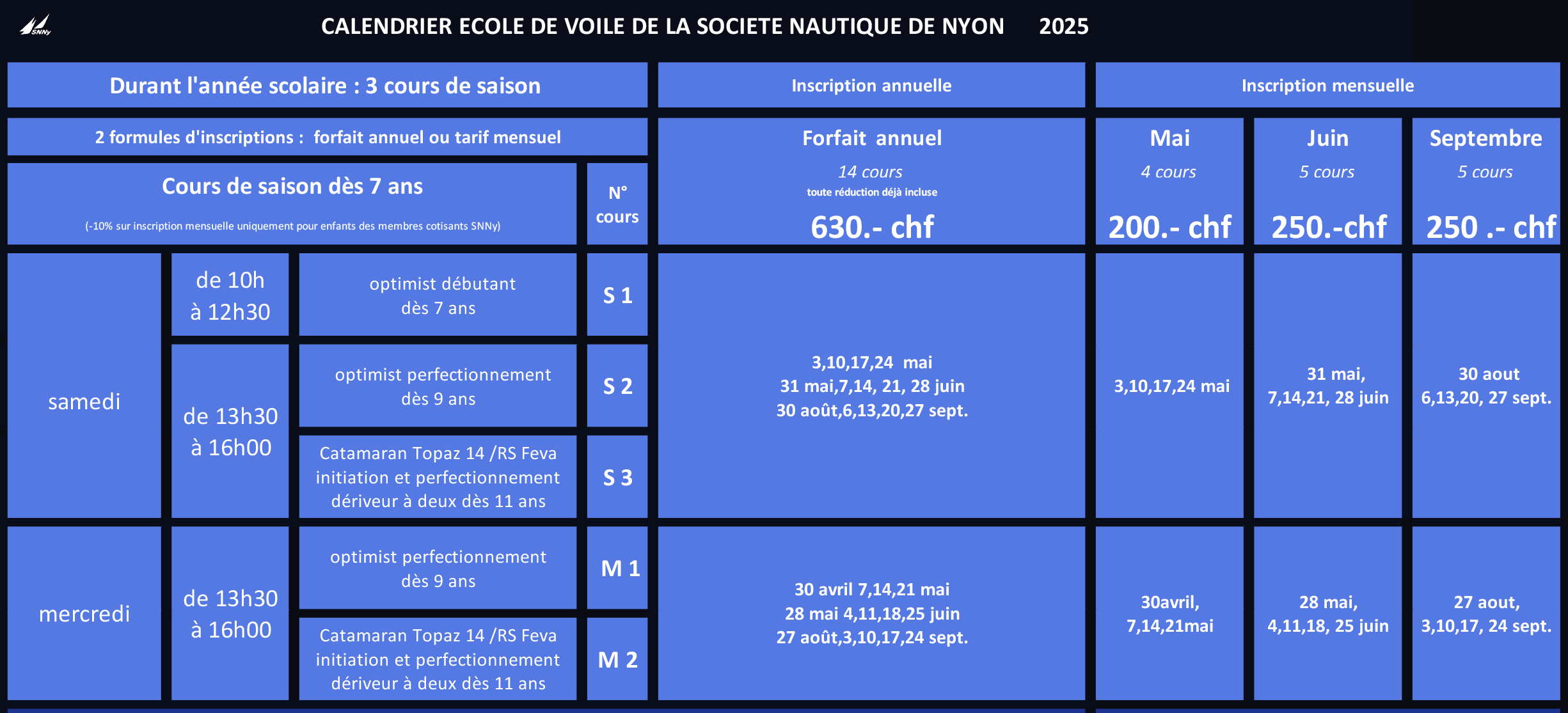 programme cours de saison 2025 corrige